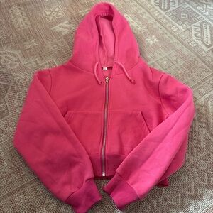 Pink Cropped Hoodie